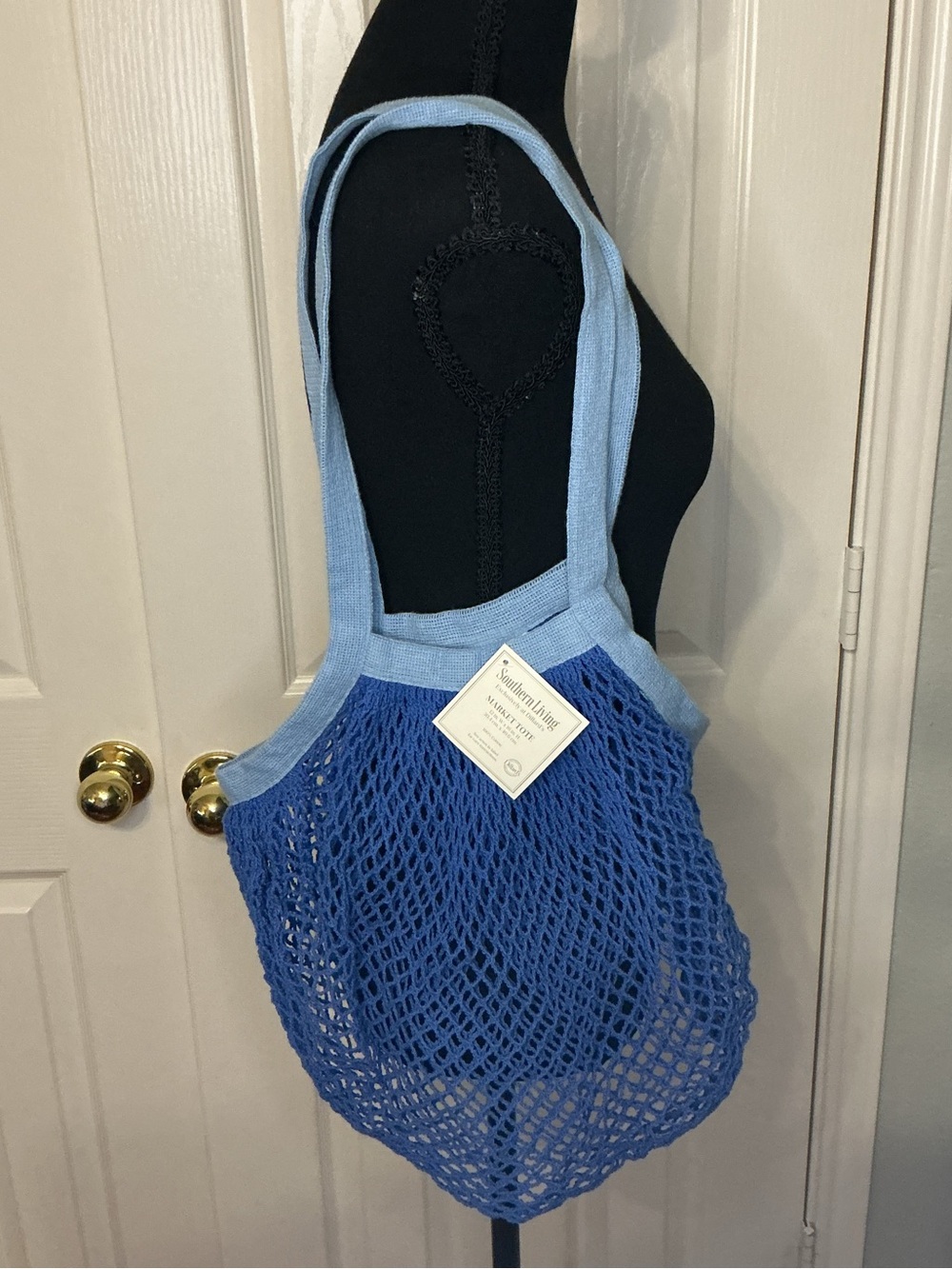 Southern Living Blue Mesh Market Tote Bag